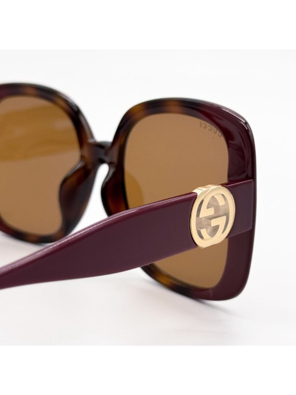 NEW GUCCI SUNGLASSES GG1029SA 003 HAVANA OVERSIZED WOMEN GUCCI WITH CHAIN - Picture 9 of 13